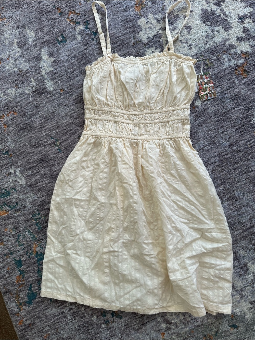 Organic cotton Women’s Cream Spaghetti Strap Sundress large